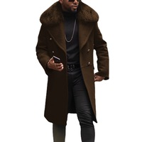 Modne męskie płaszcze jesienno-zimowa brytyjska wielkoformatowa Streetwear płaszcz płaszcz z kołnierzem z futra męski wełniany płaszcz znosić sweter 4